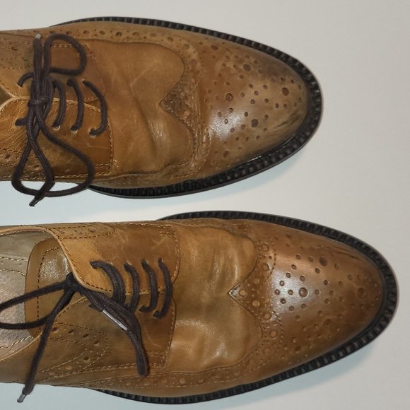 Men's Leather 14th & Union Wingtips Tan Size 7M (B3) - Picture 1 of 6
